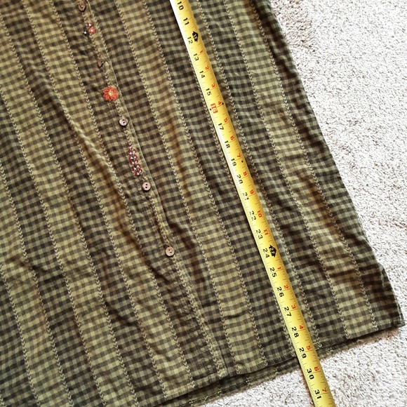 Bobbie Brooks Green Plaid Embroidered Button Cotton Tunic Size S - Picture 10 of 12